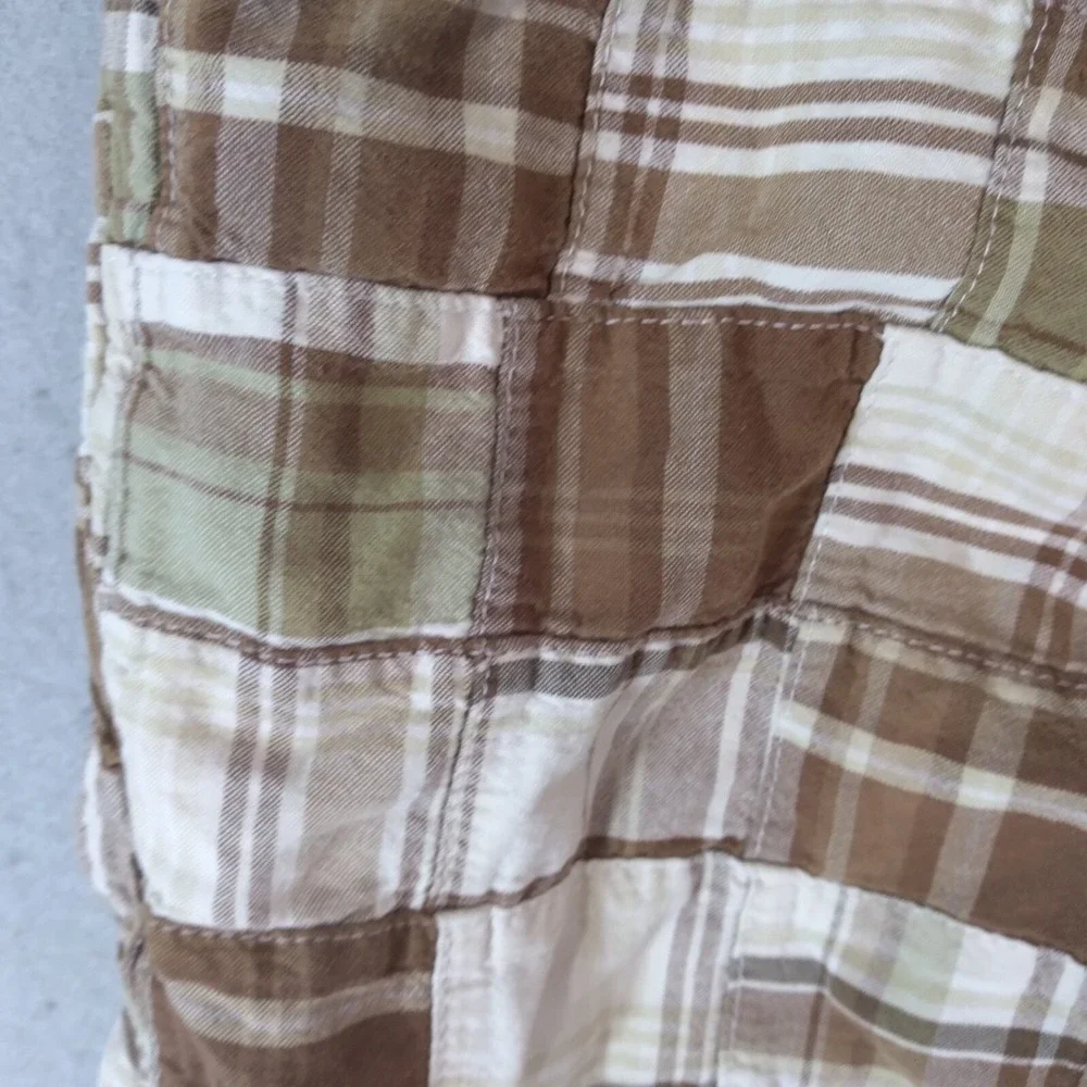Arizona Jean Co Shorts men's 38 x 12 Bermuda Patchwork plaid Brown cotton preppy